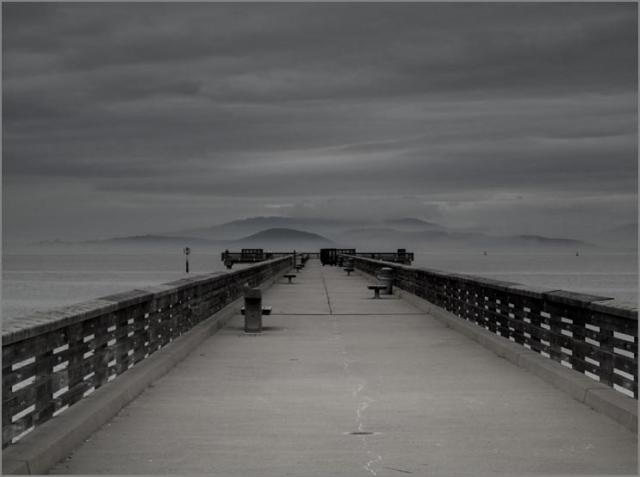 sm 100204 Pt. Pinole  hdr 2a.jpg - The new pier on a misty morning looking west towards the Marin headlands. Now a favorite fisherman’s habitat.